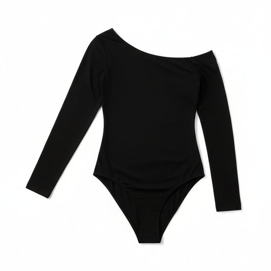 Asymmetric One-Shoulder Long Sleeve Bodysuit
