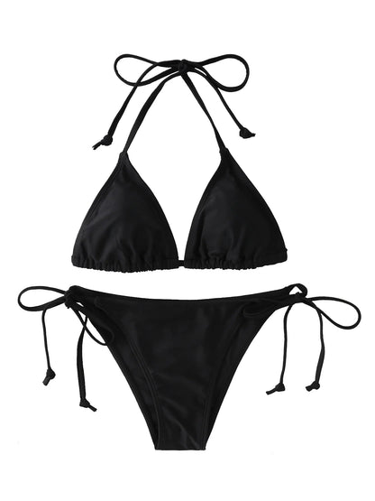 String Triangle Thong Bikini Set Sheyln