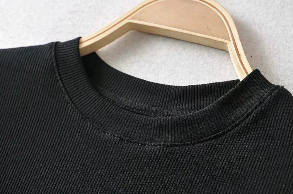 O-Neck Slim Crop Tee Sheyln