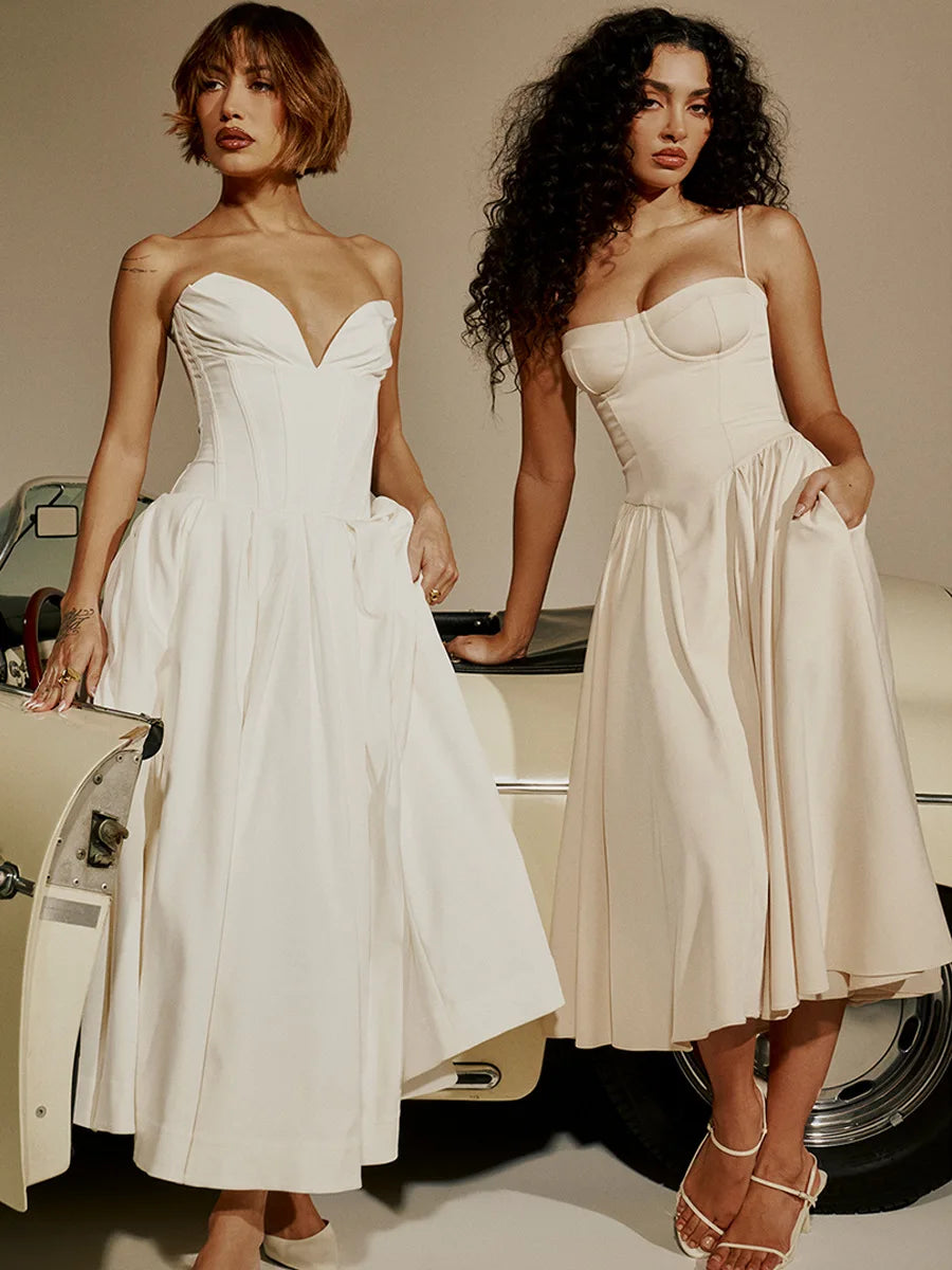 Pleated Summer Midi Slip Dress