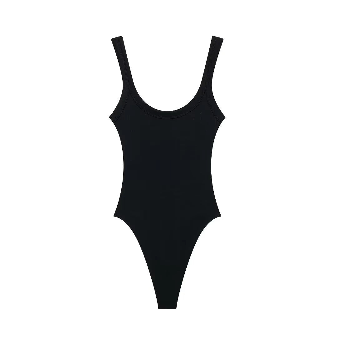 Ribbed Snap-Button Bodysuit Sheyln