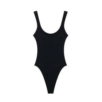 Ribbed Snap-Button Bodysuit Sheyln