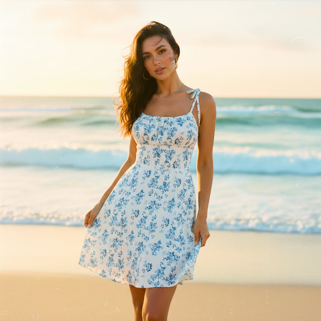 Floral Strap Mini Dress Sheyln