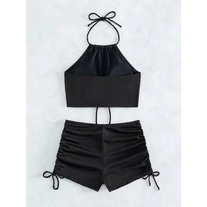 Solid Halter Neck Bikini Set Sheyln