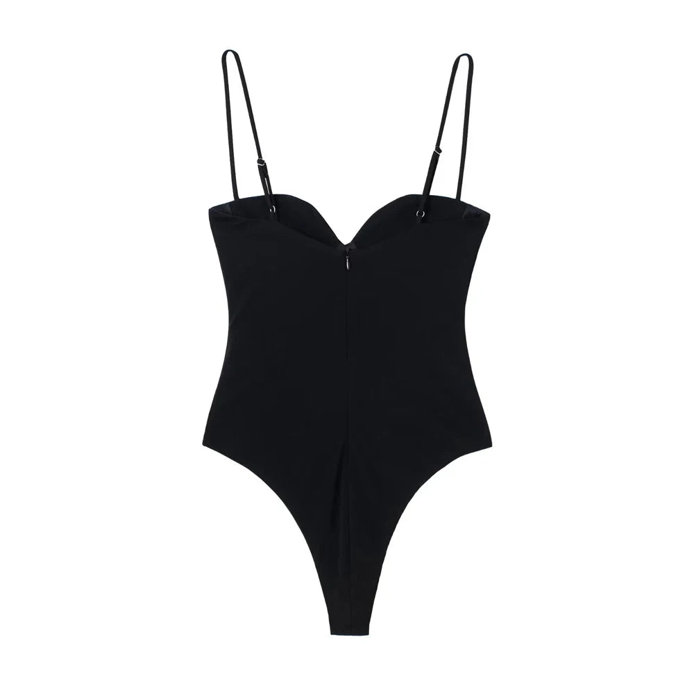 Sweetheart Draped Backless Bodysuit Sheyln