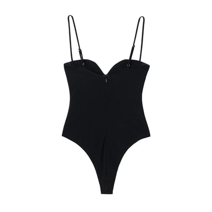 Sweetheart Draped Backless Bodysuit Sheyln