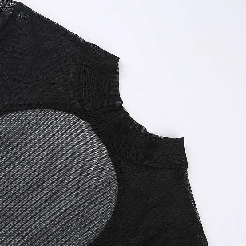 Mesh See-Through Backless Bodysuit Sheyln